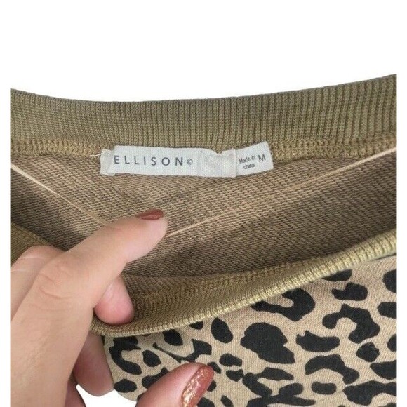 Ellison Leopard Sweatshirt Mini Dress Tunic Pockets Casual Athleisure Comfy Med - Picture 7 of 12